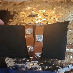 Rustic cuff Meagan Double Wrap Bracelet Brown w/ Metal Rustic Cuff Emblems